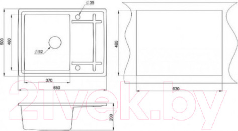 Изображение товара Мойка кухонная GRANULA GR-6501 (шварц)