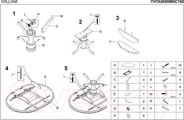 Изображение товара Обеденный стол Halmar William (темный орех)