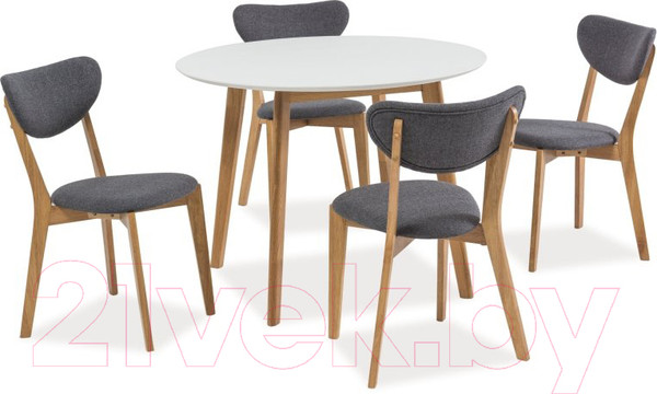 Изображение товара Обеденный стол Signal Mosso II 100x100 (белый/дуб)