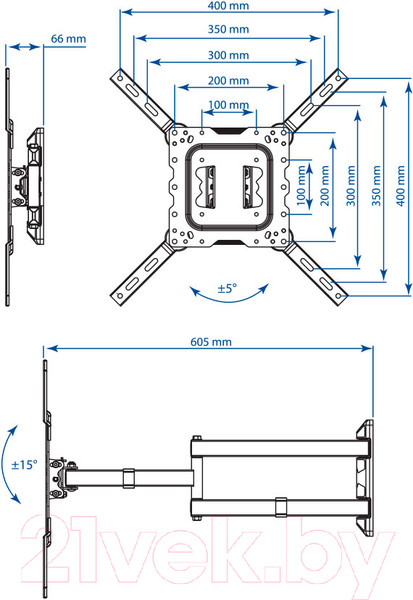 Изображение товара Кронштейн для телевизора Kromax DIX-18 (белый)