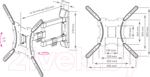 Изображение товара Кронштейн для телевизора Kromax Galactic-40 (черный)