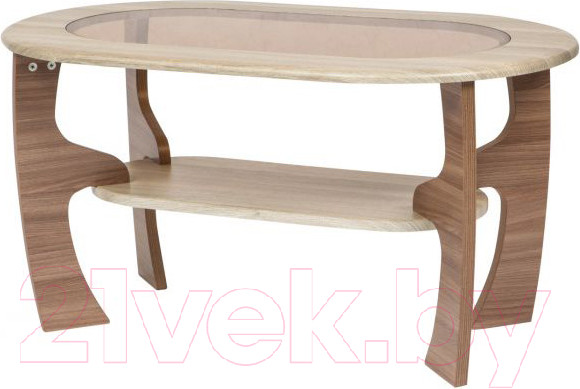 Изображение товара Журнальный столик Олмеко Маджеста-2 со стеклом (ясень шимо темный/светлый)