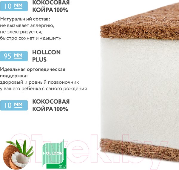 Изображение товара Матрас в кроватку Plitex Юниор Waterproof ЮВ-01/1