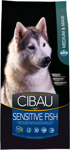 Изображение товара Сухой корм для собак Farmina Cibau Sensitive Fish Medium & Maxi (2.5кг)