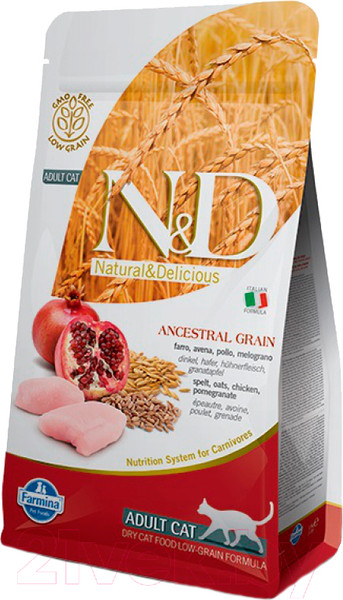 Изображение товара Сухой корм для кошек Farmina N&D Low Grain Chicken & Pomegranate Adult (1.5кг)