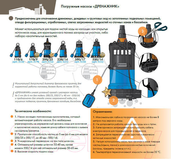 Изображение товара Дренажный насос Джилекс Дренажник 350/17 / 5150