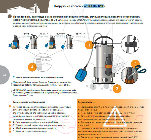 Изображение товара Фекальный насос Джилекс Фекальник 230/8 / 5401