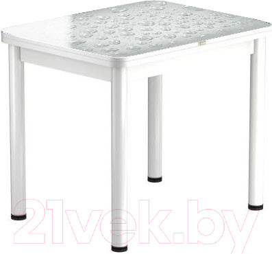 Изображение товара Обеденный стол Васанти Плюс ПРФ 90x70/140 РШ/ОБ (белый/Капли белые)