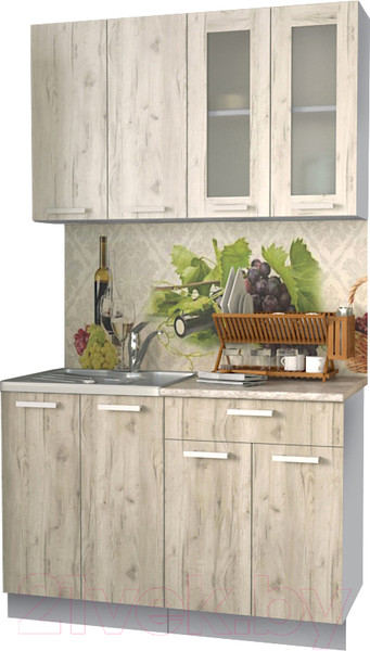 Изображение товара Кухонный гарнитур Интерлиния Мила 12 (дуб белый/дуб серый/опал светлый)