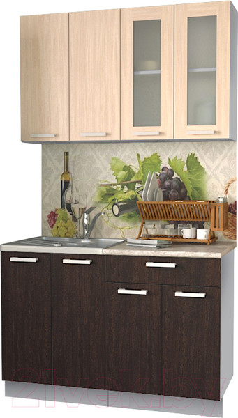 Изображение товара Кухонный гарнитур Интерлиния Мила 12 (дуб молочный/дуб венге/опал светлый)