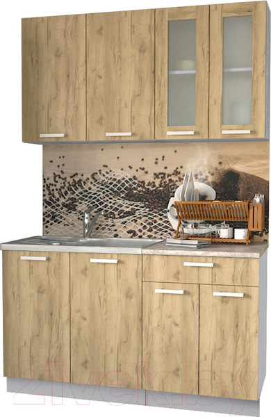 Изображение товара Кухонный гарнитур Интерлиния Мила 14 (дуб золотой/опал светлый)