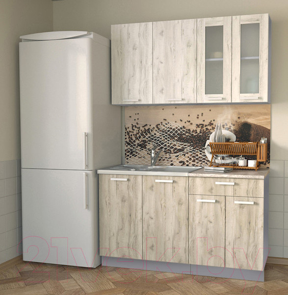 Изображение товара Кухонный гарнитур Интерлиния Мила 14 (дуб белый/дуб серый/опал светлый)