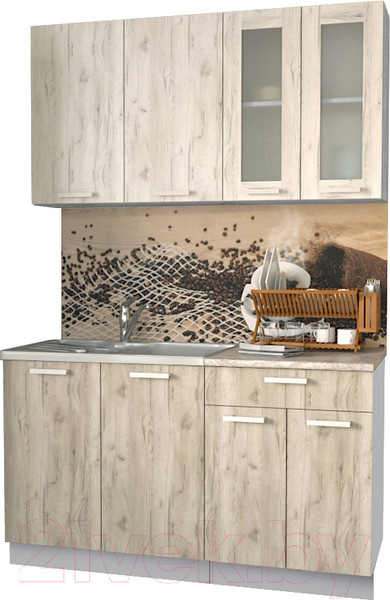 Изображение товара Кухонный гарнитур Интерлиния Мила 14 (дуб белый/дуб серый/опал светлый)