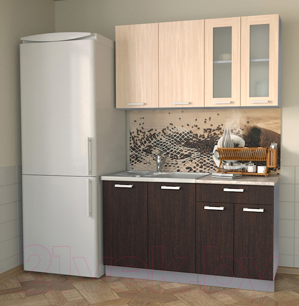 Изображение товара Кухонный гарнитур Интерлиния Мила 14 (молочный/дуб венге/опал светлый)