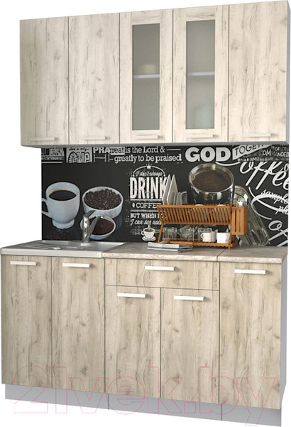 Изображение товара Кухонный гарнитур Интерлиния Мила 15 (дуб белый/дуб серый/опал светлый)