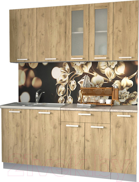 Изображение товара Кухонный гарнитур Интерлиния Мила 17 (дуб золотой/опал светлый)