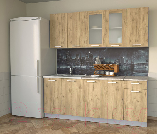 Изображение товара Кухонный гарнитур Интерлиния Мила 20 (дуб золотой/опал светлый)