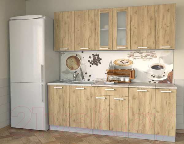 Изображение товара Кухонный гарнитур Интерлиния Мила 21 (дуб золотой/опал светлый)