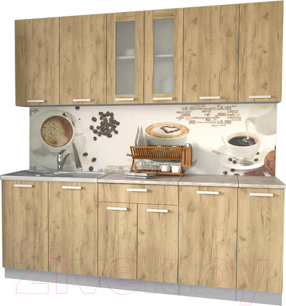 Изображение товара Кухонный гарнитур Интерлиния Мила 21 (дуб золотой/опал светлый)