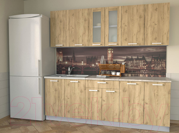 Изображение товара Кухонный гарнитур Интерлиния Мила 22 (дуб золотой/опал светлый)