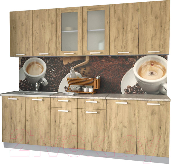 Изображение товара Кухонный гарнитур Интерлиния Мила 24 (дуб золотой/опал светлый)