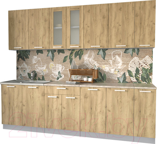 Изображение товара Кухонный гарнитур Интерлиния Мила 25 (дуб золотой/опал светлый)