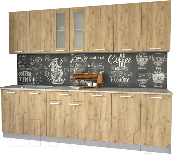 Изображение товара Кухонный гарнитур Интерлиния Мила 26 (дуб золотой/опал светлый)