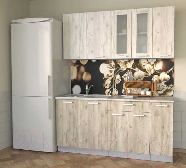 Изображение товара Кухонный гарнитур Интерлиния Мила 17 (дуб белый/дуб серый/опал светлый)