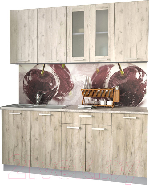 Изображение товара Кухонный гарнитур Интерлиния Мила 18 (дуб белый/дуб серый/опал светлый)