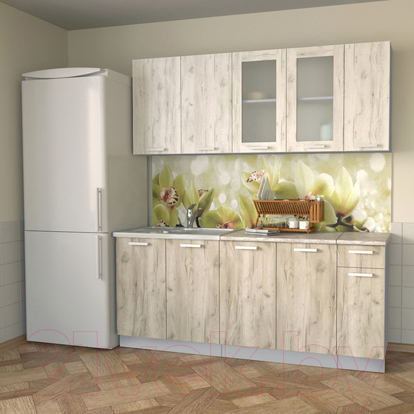 Изображение товара Кухонный гарнитур Интерлиния Мила 19 (дуб белый/дуб серый/опал светлый)