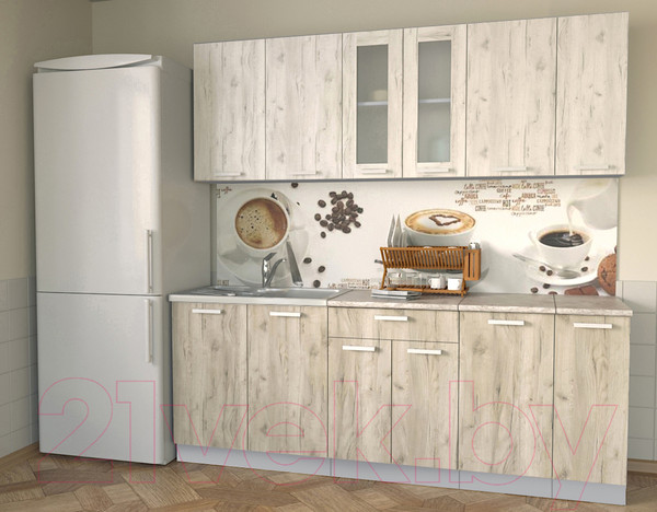 Изображение товара Кухонный гарнитур Интерлиния Мила 21 (дуб белый/дуб серый/опал светлый)