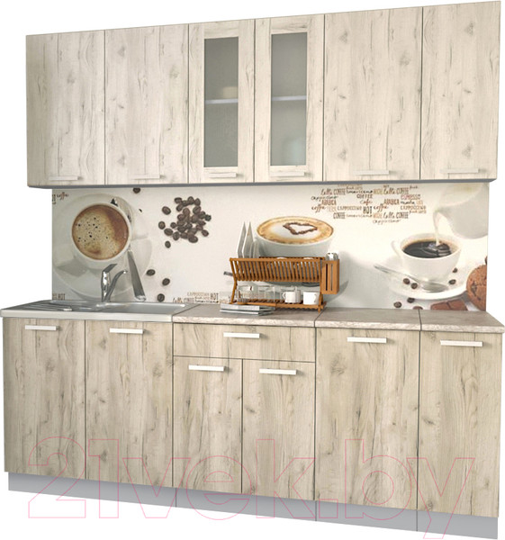 Изображение товара Кухонный гарнитур Интерлиния Мила 21 (дуб белый/дуб серый/опал светлый)