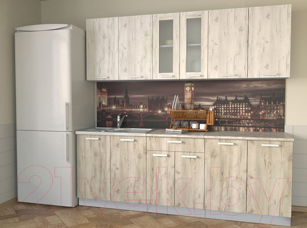 Изображение товара Кухонный гарнитур Интерлиния Мила 22 (дуб белый/дуб серый/опал светлый)
