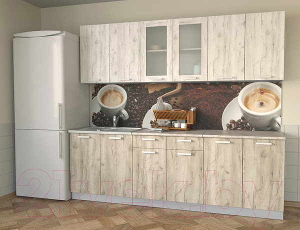 Изображение товара Кухонный гарнитур Интерлиния Мила 24 (дуб белый/дуб серый/опал светлый)