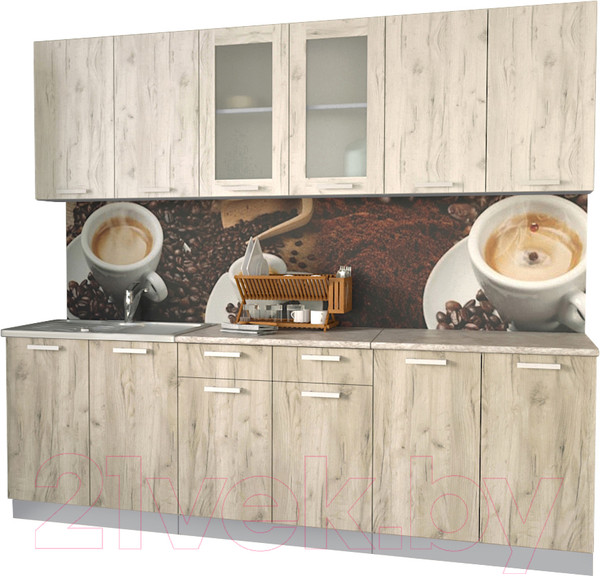 Изображение товара Кухонный гарнитур Интерлиния Мила 24 (дуб белый/дуб серый/опал светлый)