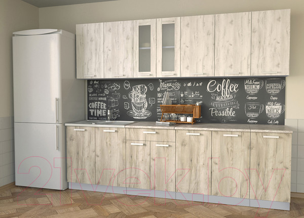 Изображение товара Кухонный гарнитур Интерлиния Мила 26 (дуб белый/дуб серый/опал светлый)