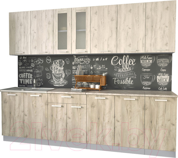 Изображение товара Кухонный гарнитур Интерлиния Мила 26 (дуб белый/дуб серый/опал светлый)