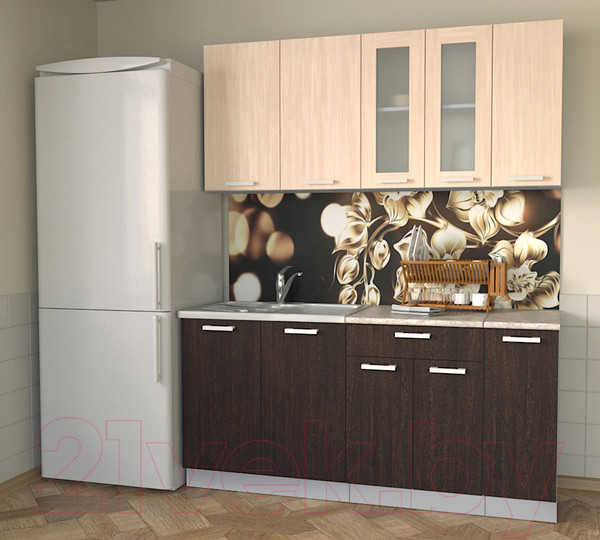 Изображение товара Кухонный гарнитур Интерлиния Мила 17 (дуб молочный/дуб венге/опал светлый)