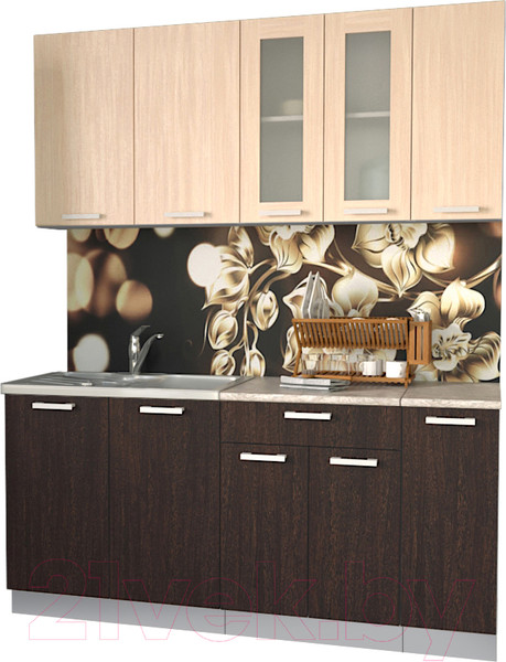 Изображение товара Кухонный гарнитур Интерлиния Мила 17 (дуб молочный/дуб венге/опал светлый)