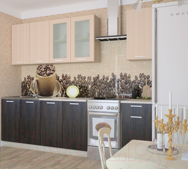 Изображение товара Кухонный гарнитур Интерлиния Мила 20 (дуб молочный/дуб венге/опал светлый)