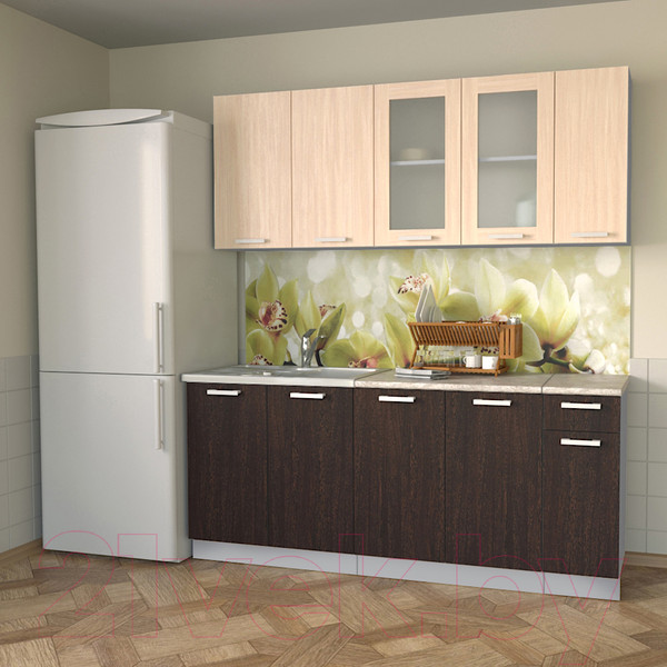 Изображение товара Кухонный гарнитур Интерлиния Мила 19 (дуб молочный/дуб венге/опал светлый)