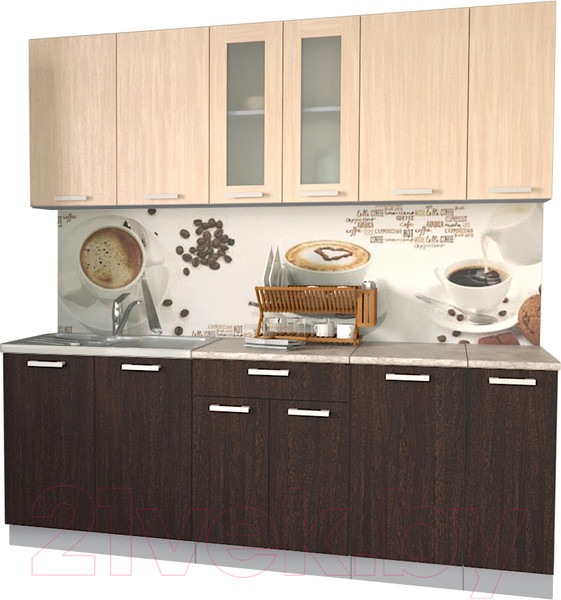 Изображение товара Кухонный гарнитур Интерлиния Мила 21 (дуб молочный/дуб венге/опал светлый)
