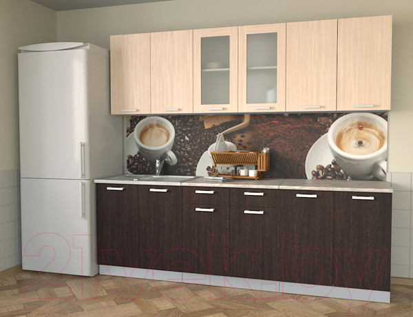 Изображение товара Кухонный гарнитур Интерлиния Мила 24 (дуб молочный/дуб венге/опал светлый)