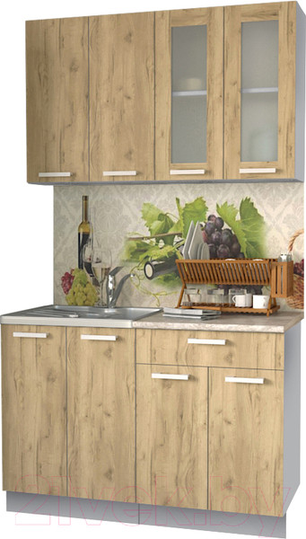 Изображение товара Кухонный гарнитур Интерлиния Мила 12 (дуб золотой/опал светлый)