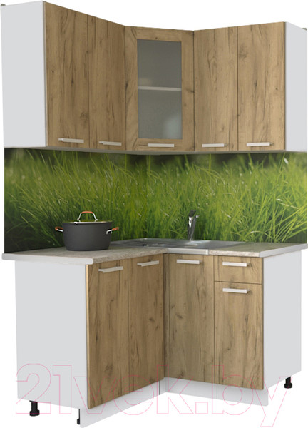 Изображение товара Кухонный гарнитур Интерлиния Мила 12x12 (дуб золотой/опал светлый)