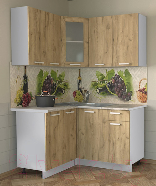 Изображение товара Кухонный гарнитур Интерлиния Мила 12x14 (дуб золотой/опал светлый)