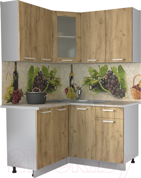 Изображение товара Кухонный гарнитур Интерлиния Мила 12x14 (дуб золотой/опал светлый)