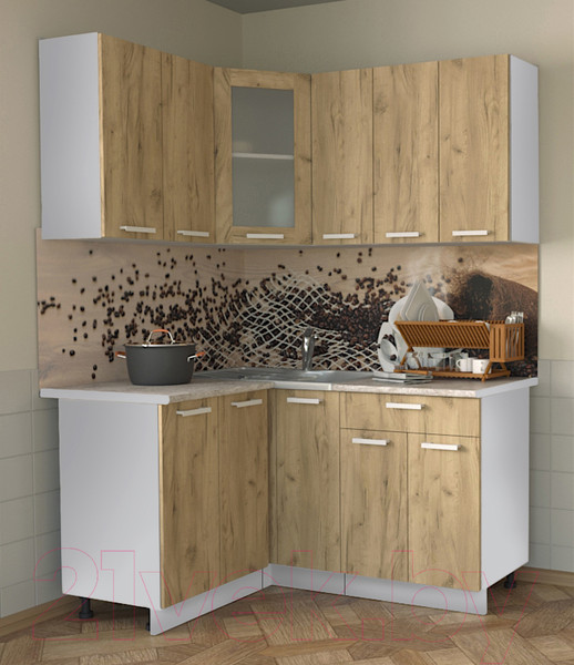 Изображение товара Кухонный гарнитур Интерлиния Мила 12x15 (дуб золотой/опал светлый)