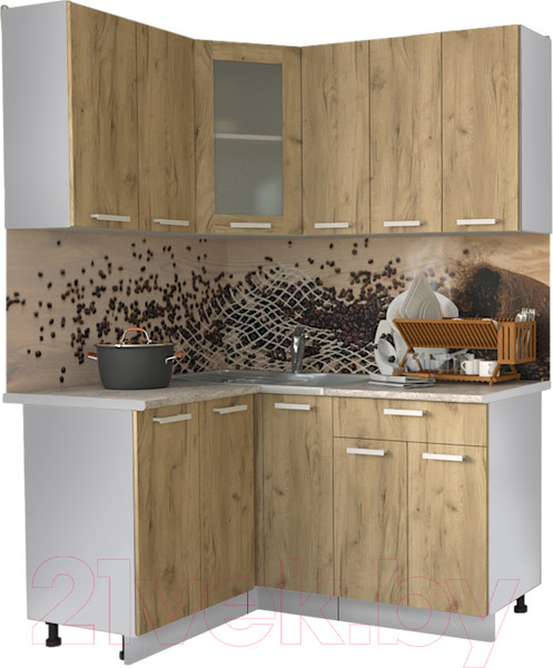 Изображение товара Кухонный гарнитур Интерлиния Мила 12x15 (дуб золотой/опал светлый)