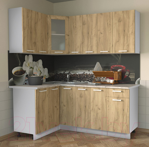 Изображение товара Кухонный гарнитур Интерлиния Мила 12x19 (дуб золотой/опал светлый)